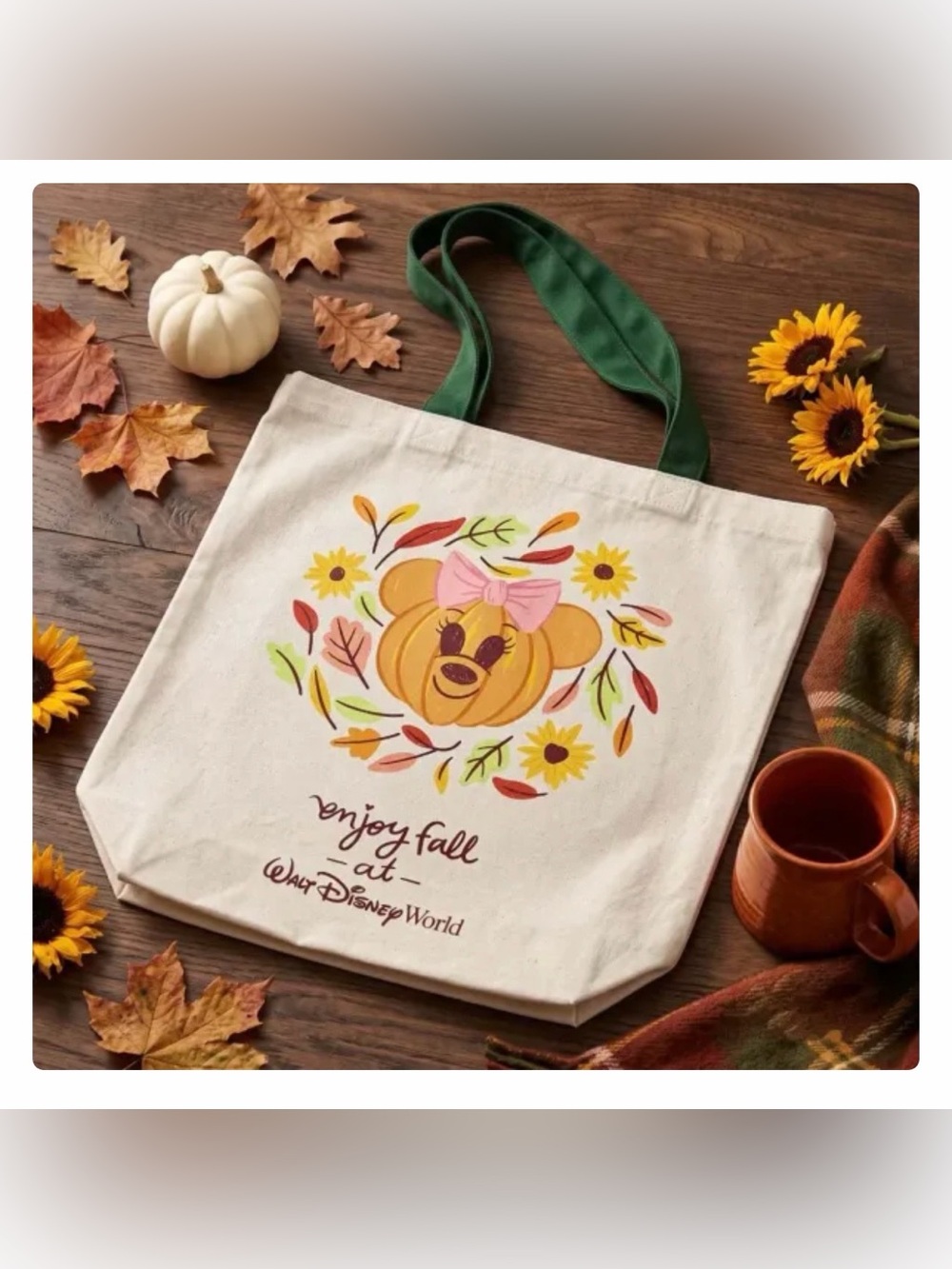 NEW 2026 DISNEY WORLD STARBUCKS HALLOWEEN “ENJOY FALL” MINNIE PUMPKIN TOTE BAG